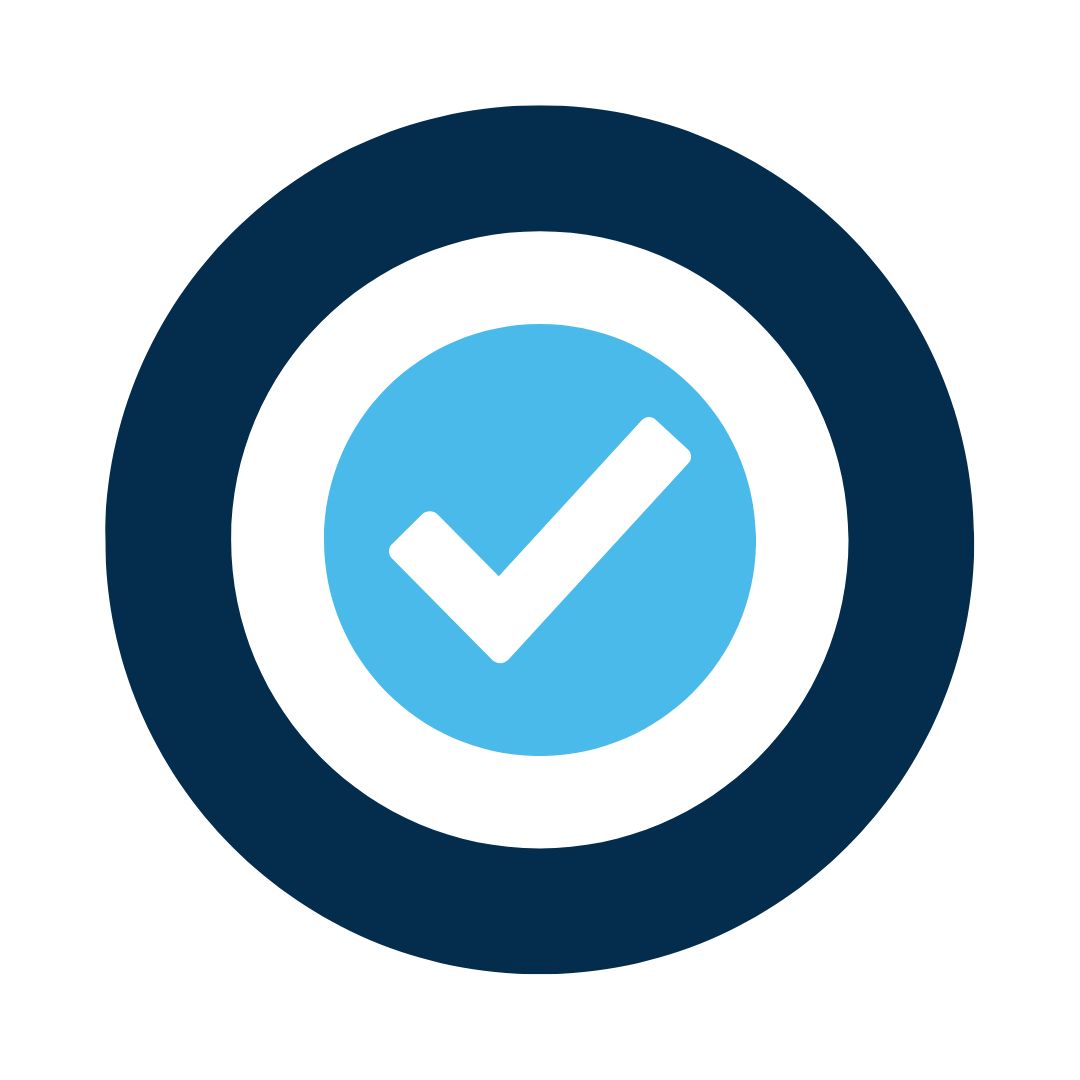 Blue checkmark icon representing outsourced accounting services offered by Westfront Tax & Accounting in Fort Lauderdale, Florida