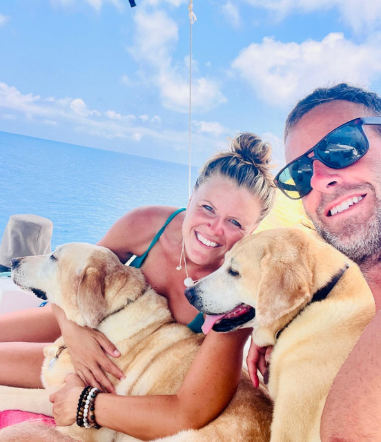 Danie and Serge with their dogs