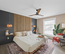 Tranquility master bedroom with king bed and ensuite bath