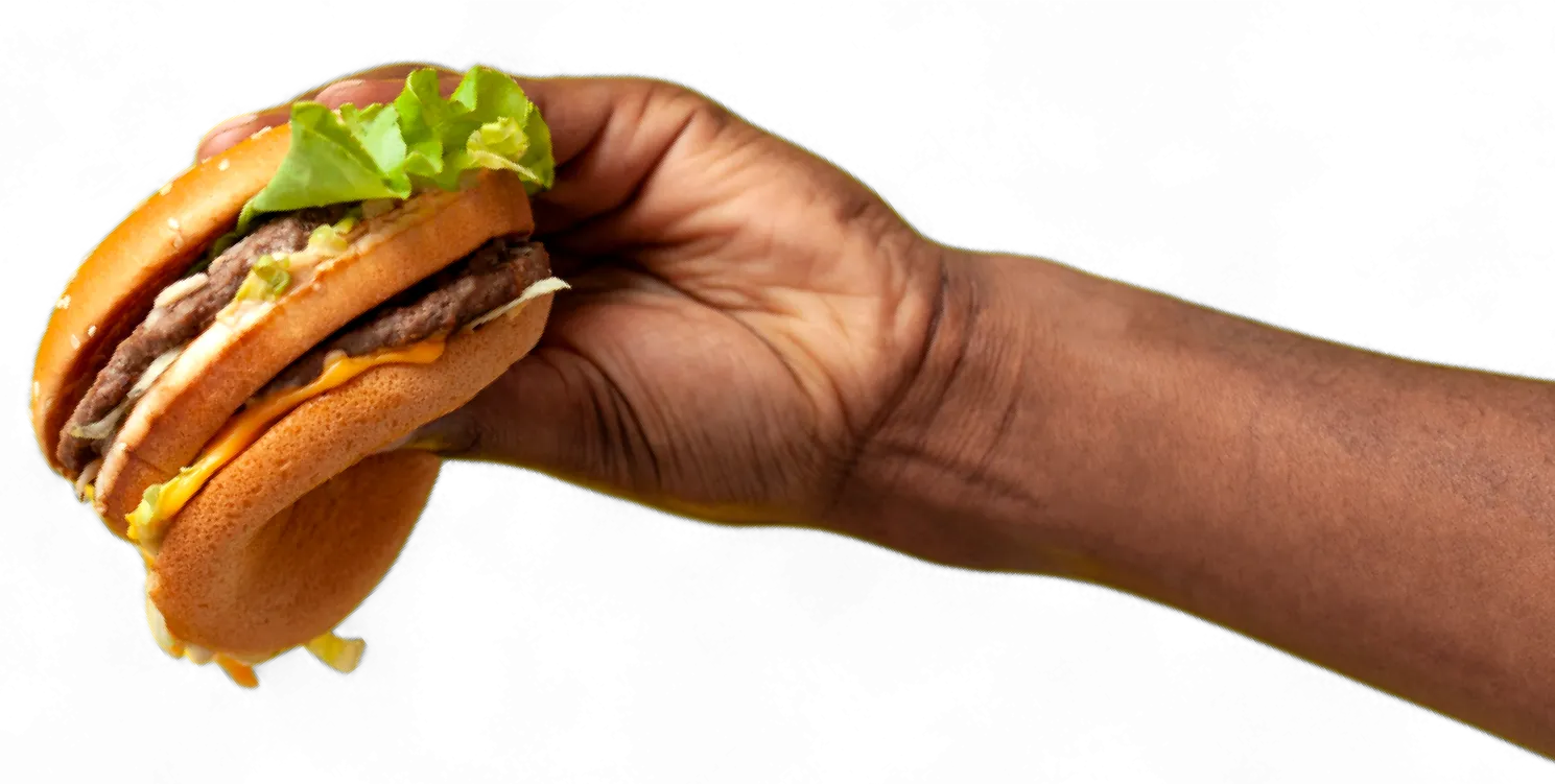 Hand holding burger