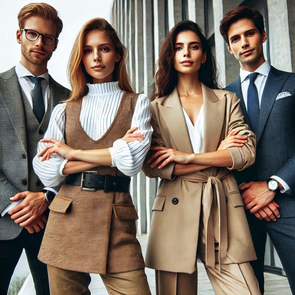 Ai generated image of young professionals looking in the camera