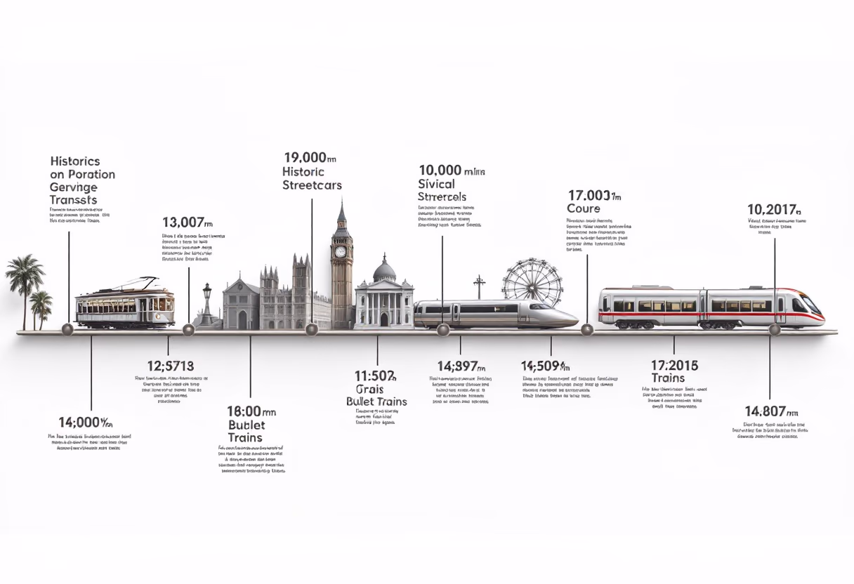 image of timeline with historic transit milestones for a public transportation company