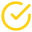 Yellow checkmark inside a circle indicating confirmation or success.