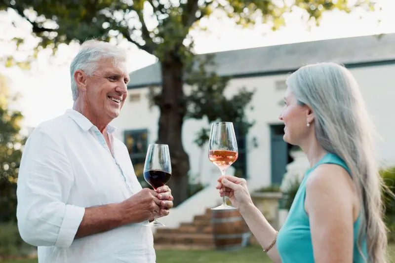 Harlow residents enjoying a glass of wine.