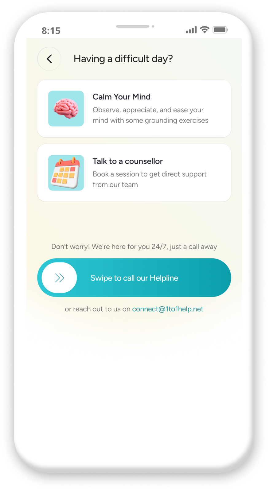 1to1help app book a session