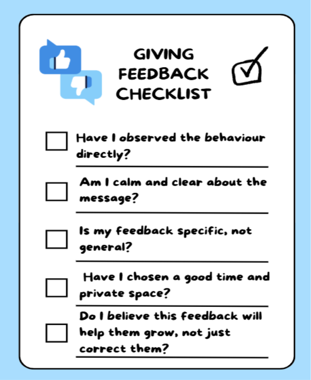 feedback checklist 1to1help