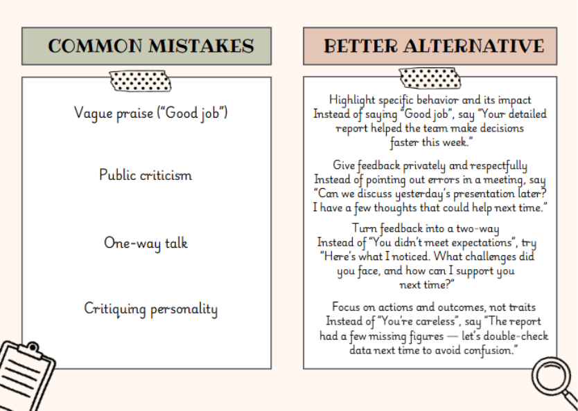 common mistakes in feedback 1to1help