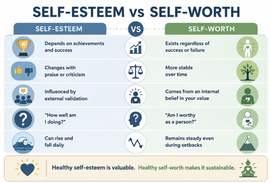 self esteem vs self worth