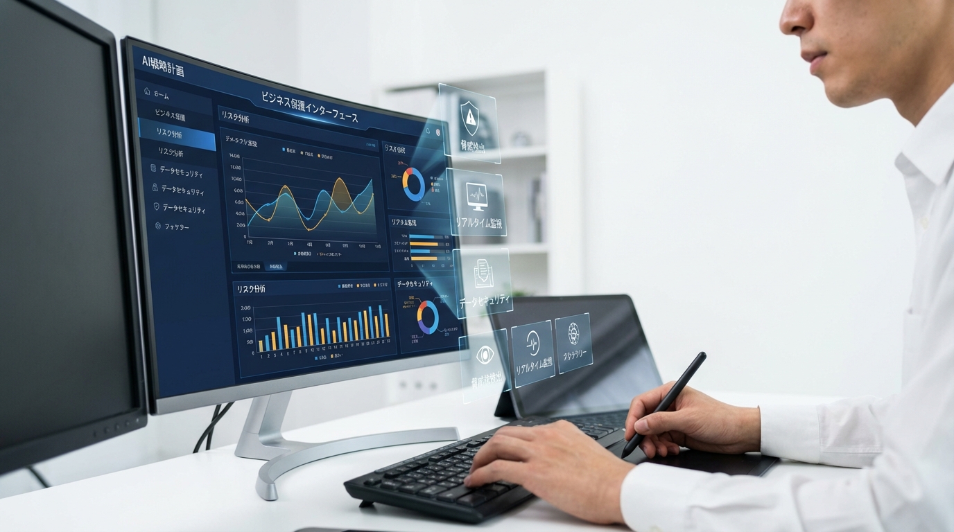 AI時代のビジネス保護作業シーン