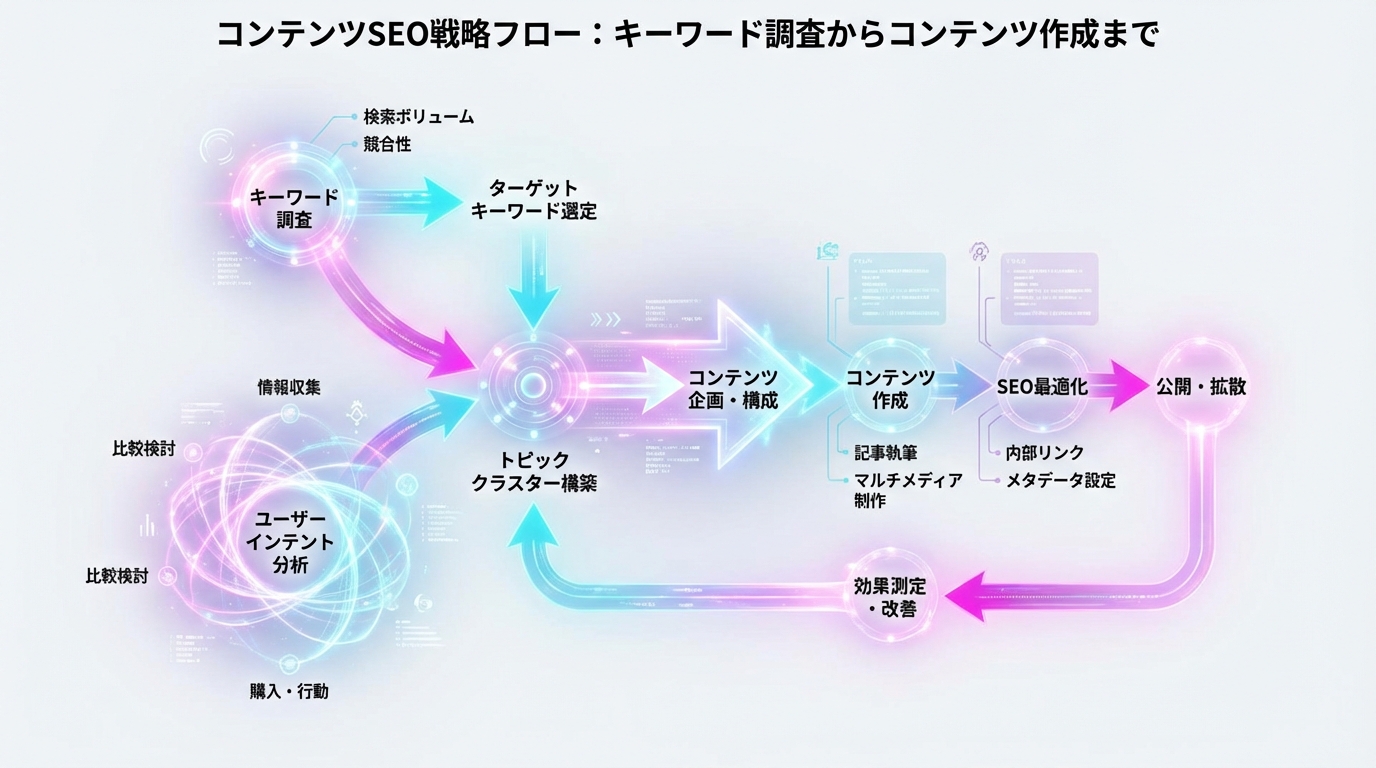 コンテンツSEOとキーワード戦略の関係図
