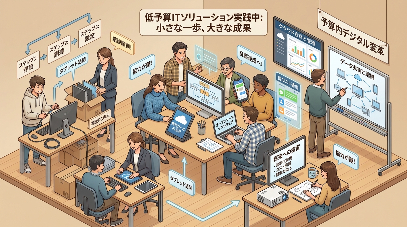 限られた予算でIT化を進める経営者の様子