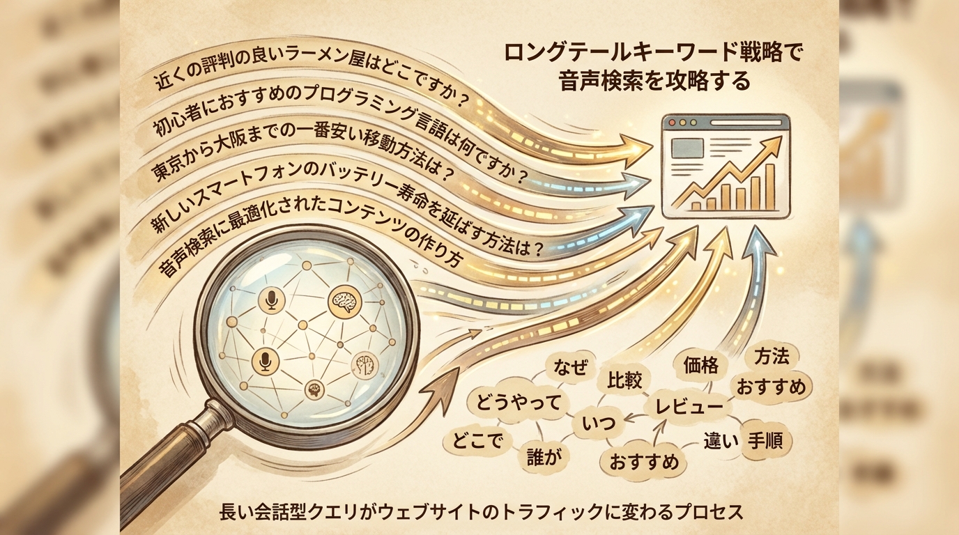 ロングテールキーワード戦略のイラスト