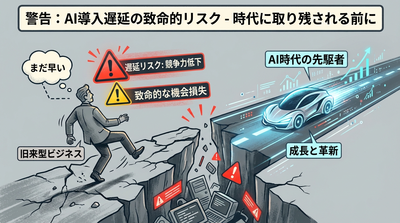 デジタル化の遅れによるリスクを示す警告図