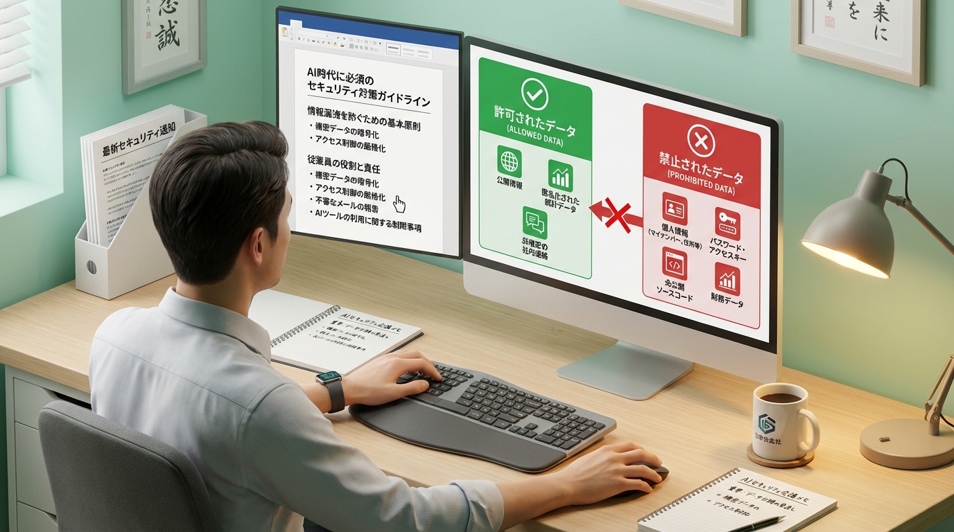 セキュリティルールを確認する社員