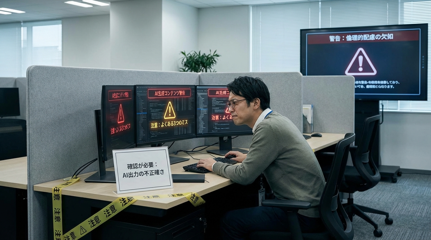 AIの誤った出力を確認する場面