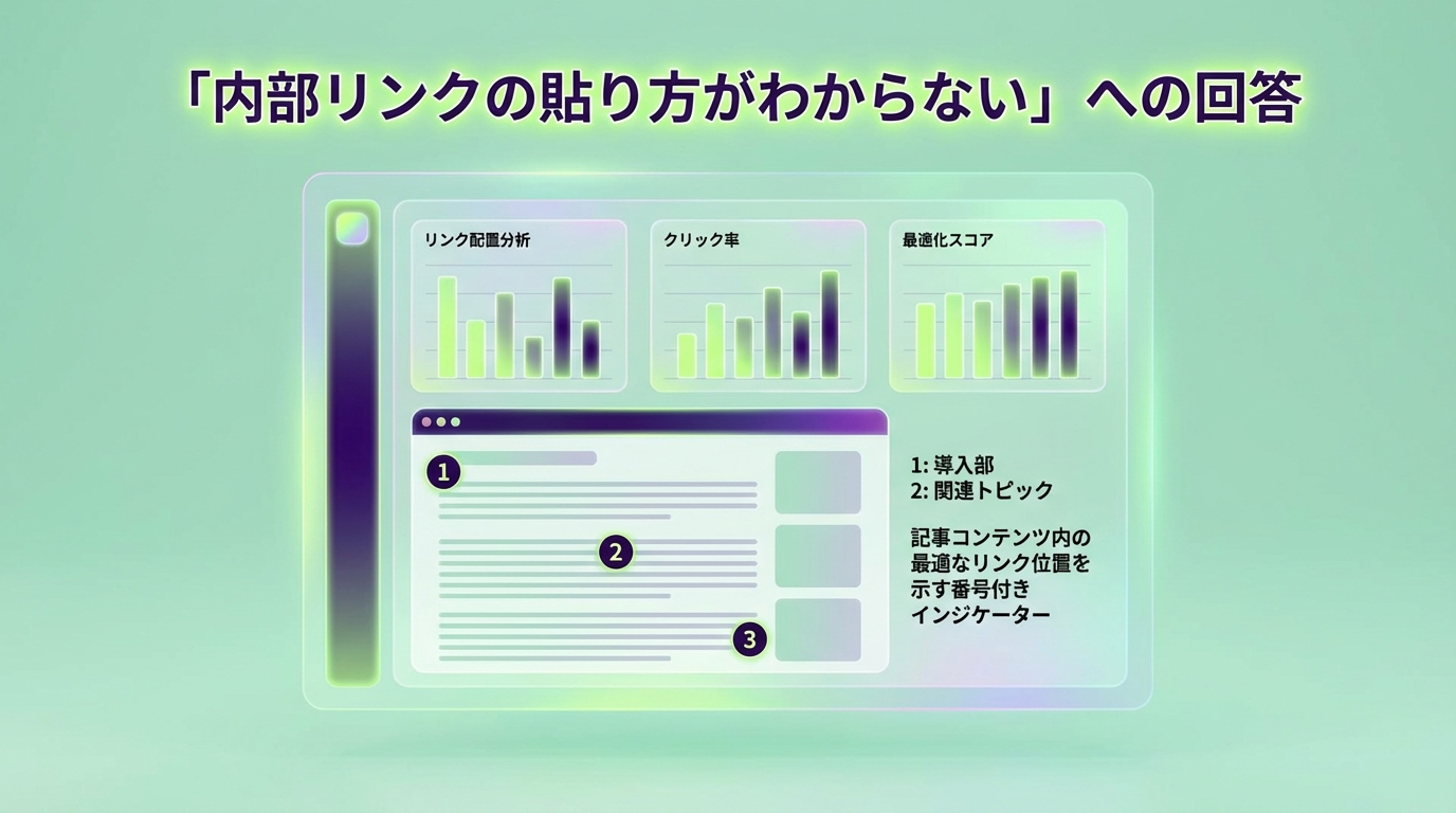 内部リンクの貼り方を正面から解説するデータ分析イラスト