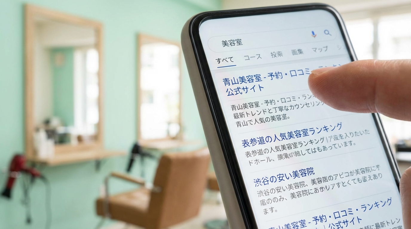 検索結果画面とクリックされない問題を示すクローズアップ