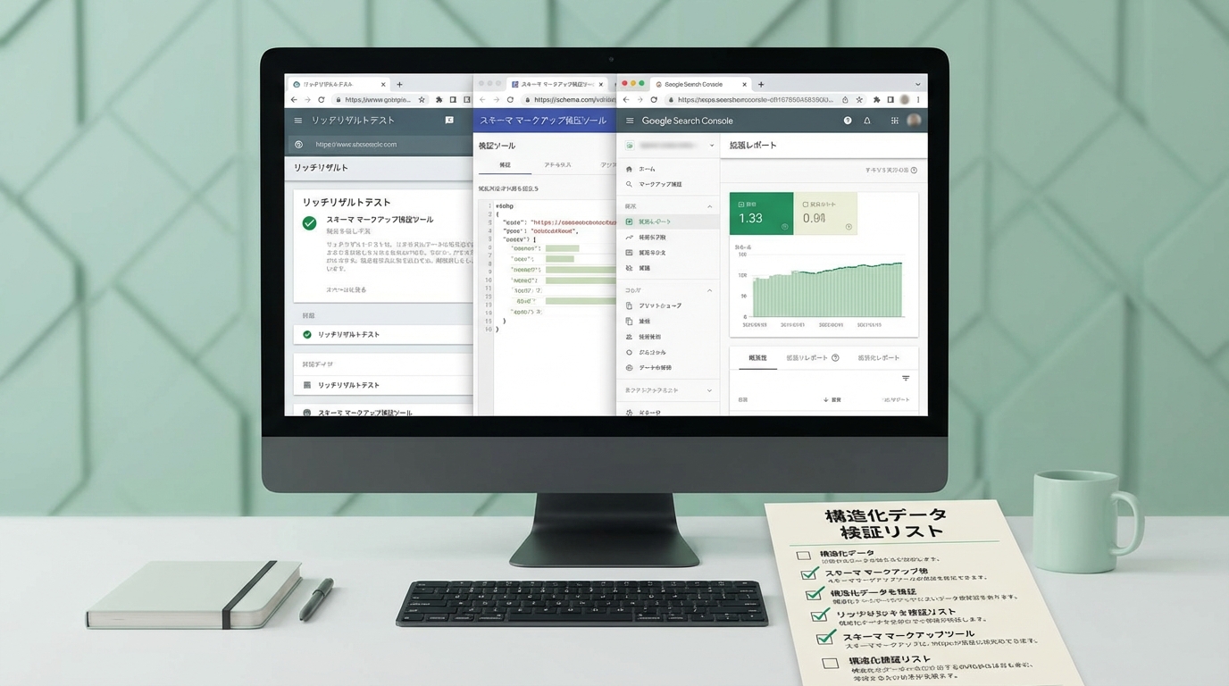 構造化データの検証と改善チェックリストを表現する写真