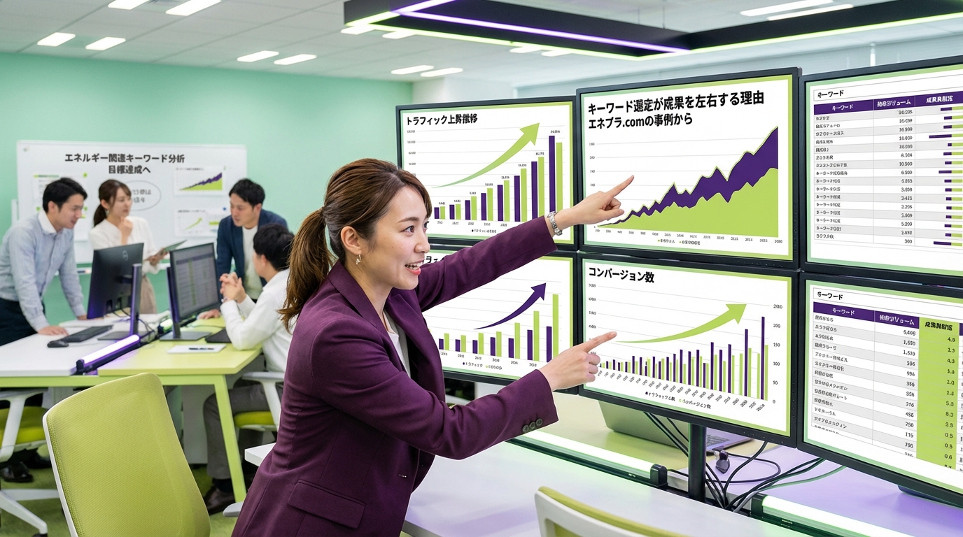 データ分析でキーワード戦略を練るマーケティング担当者