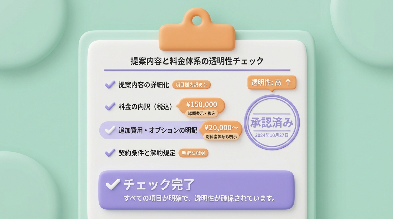 料金体系の透明性をチェックするための比較チェックリスト