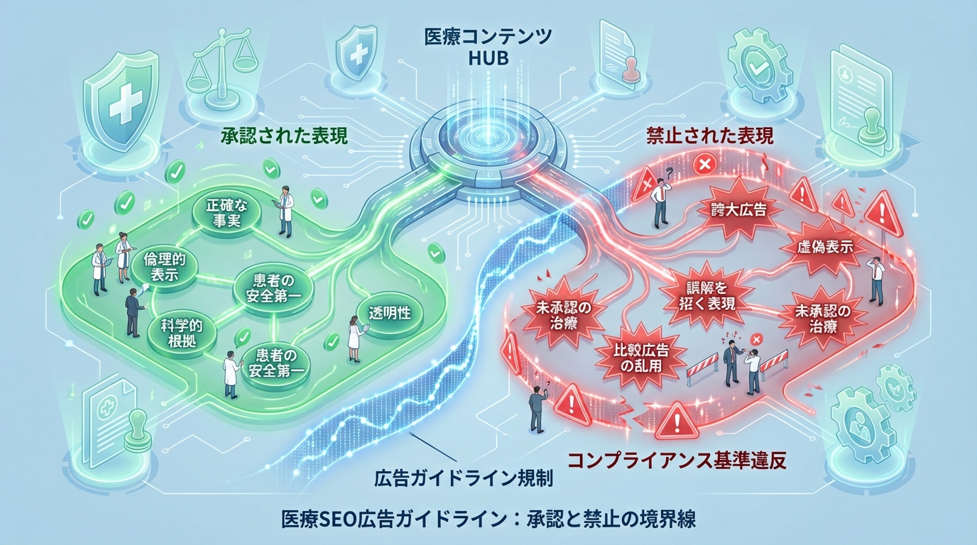 医療広告ガイドラインの規制範囲と許可される表現を概念図で整理
