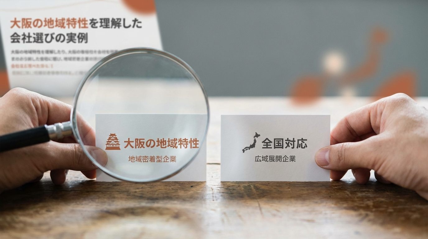 地元密着型と全国型のSEO会社を比較検討するシーン