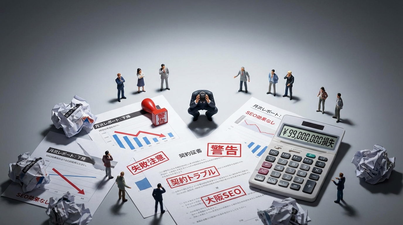 SEO契約失敗を象徴する警告シーン写真
