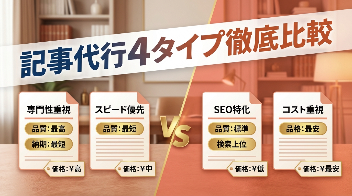 記事作成代行の比較で失敗しない！4タイプの品質差と賢い選び方