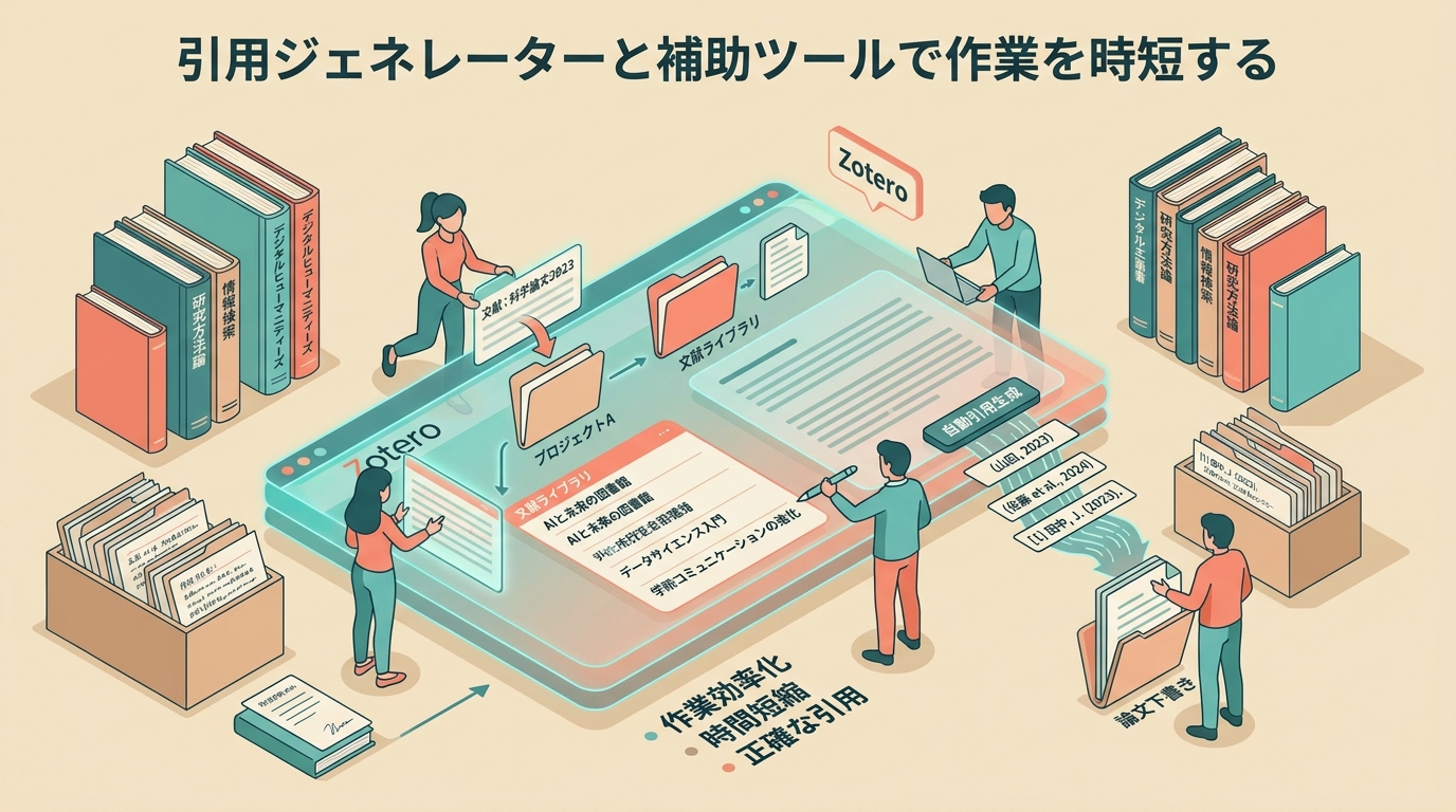 引用ジェネレーターで作業時短する人物アクションの図解