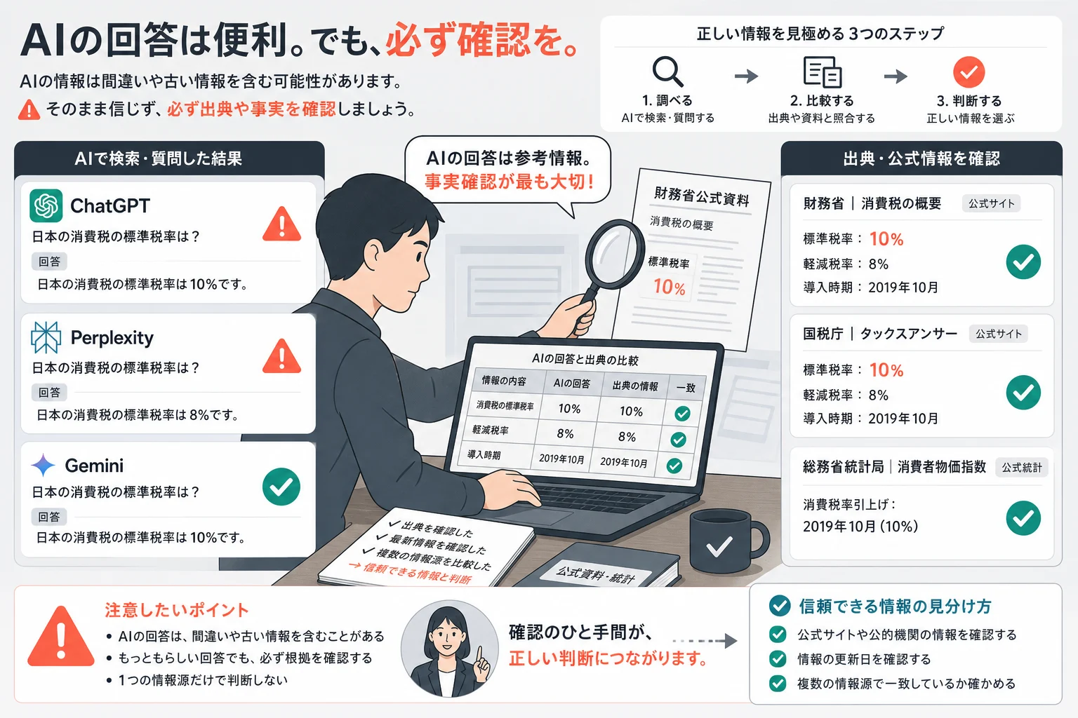 AI検索の業務活用で注意すべきシーン