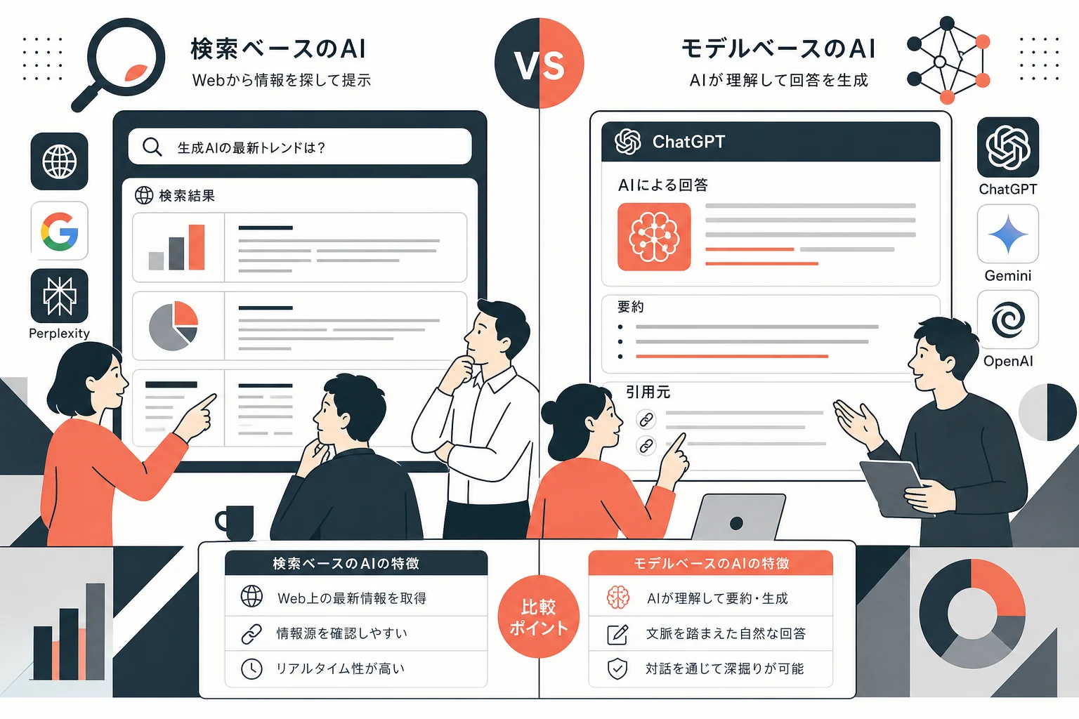 PerplexityとChatGPTを比較する人物