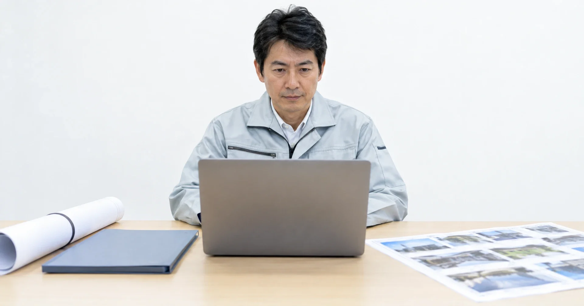AIで概要を知った人が、依頼前に施工事例や担当者の情報をサイトで確かめる「答え合わせ」の場面を表した写真。