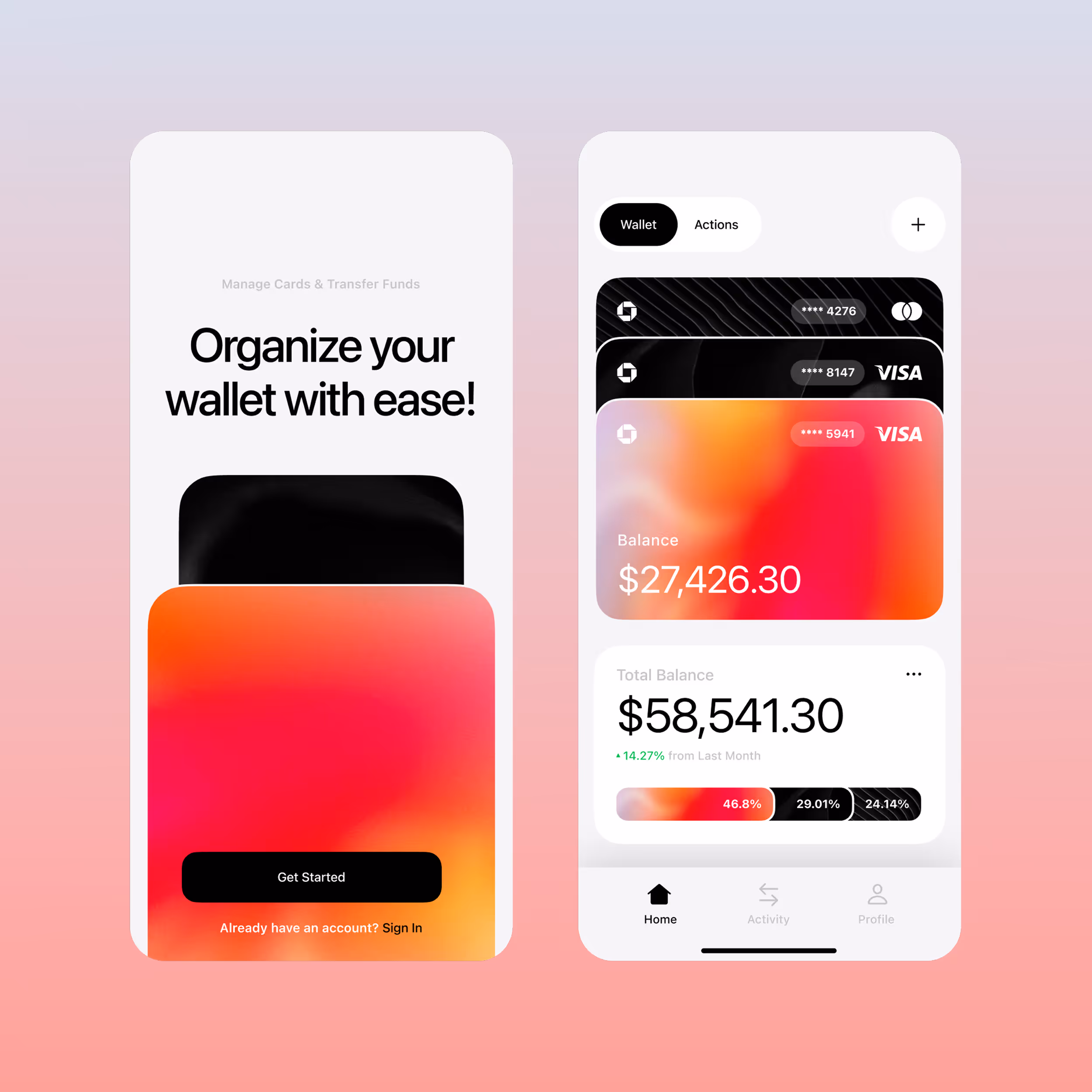 An image showcasing a mobile app design for Fintech startup CardWise