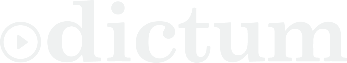 Dictum logo with a play button icon before the letters.