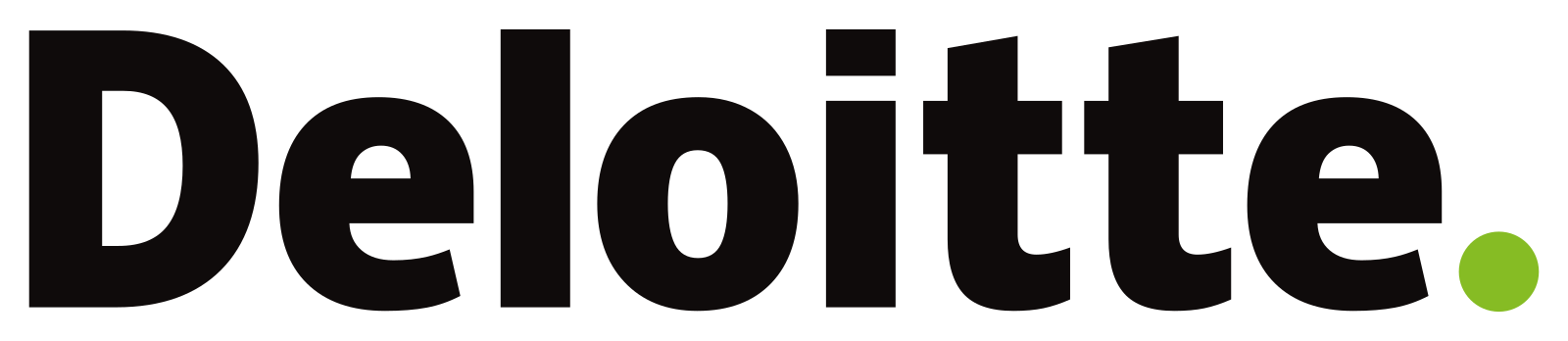 Deloitte company logo with green dot.