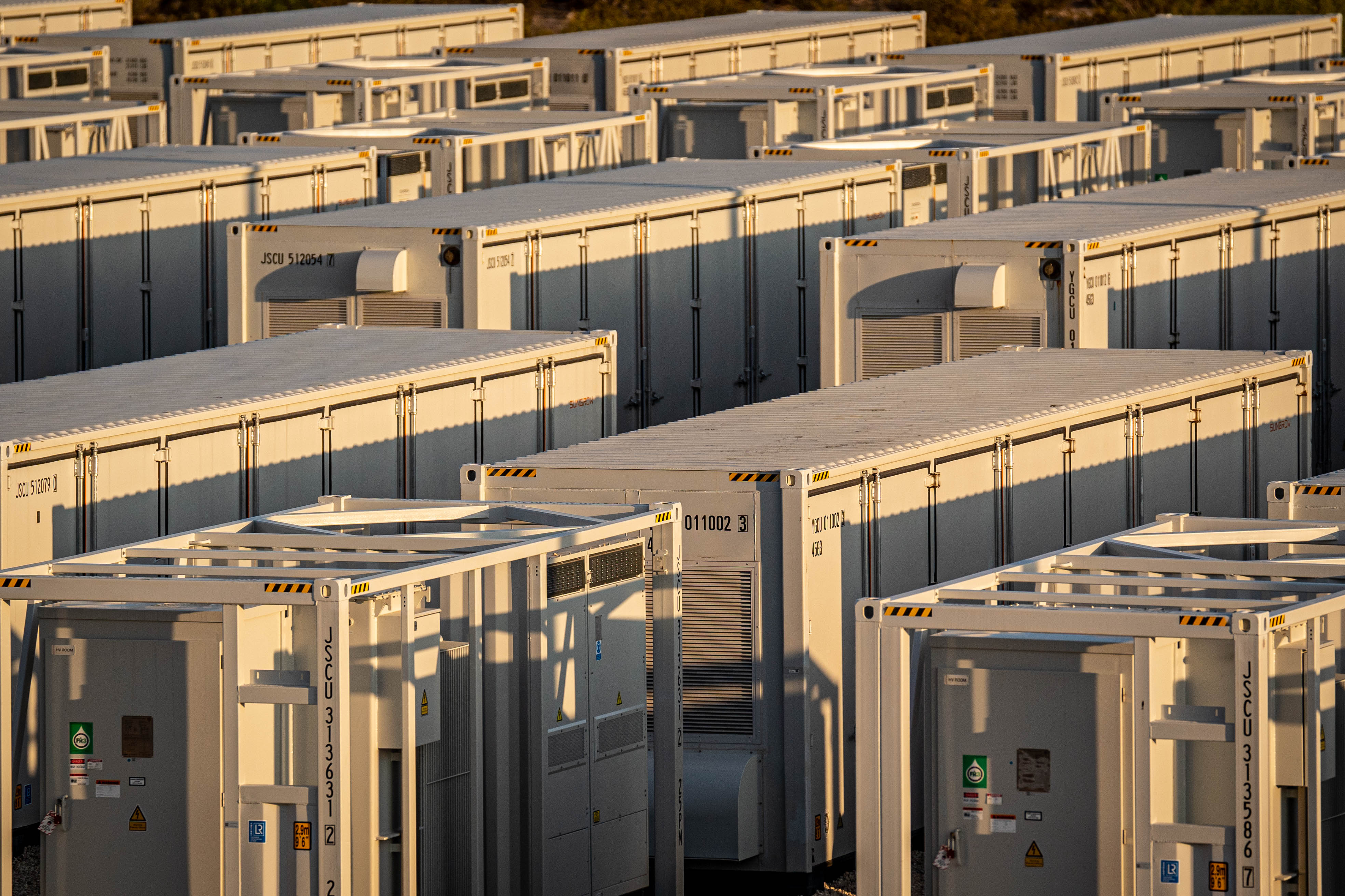 battery modules inside a container at one of Jupiter Power’s projects in Texas.