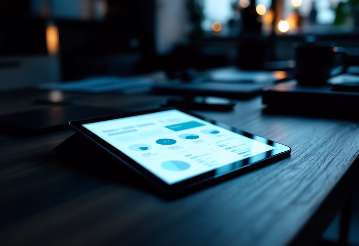 [interface] screenshot of app on a table in an office setting