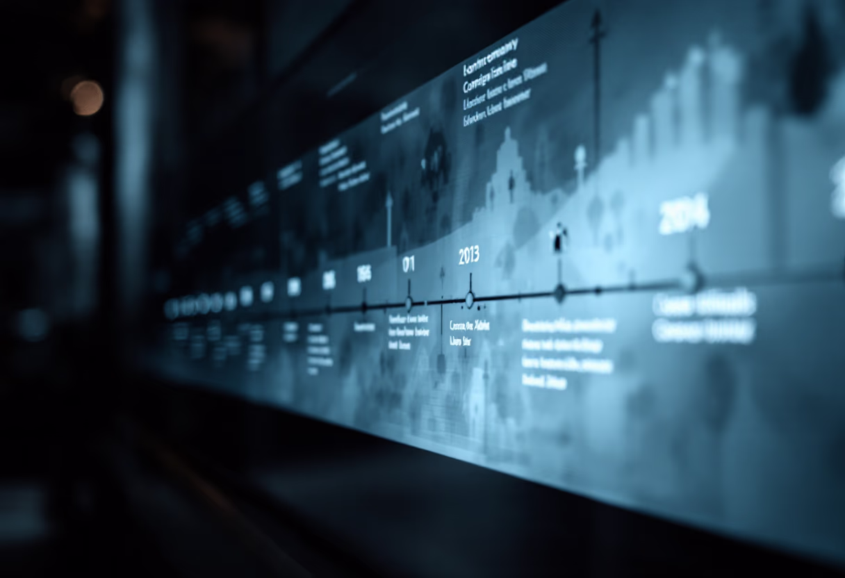 image of company milestones in a timeline format (for an edtech)