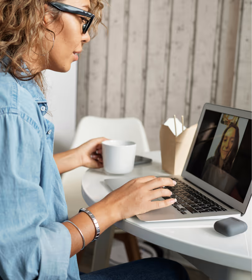 Woman having a video call