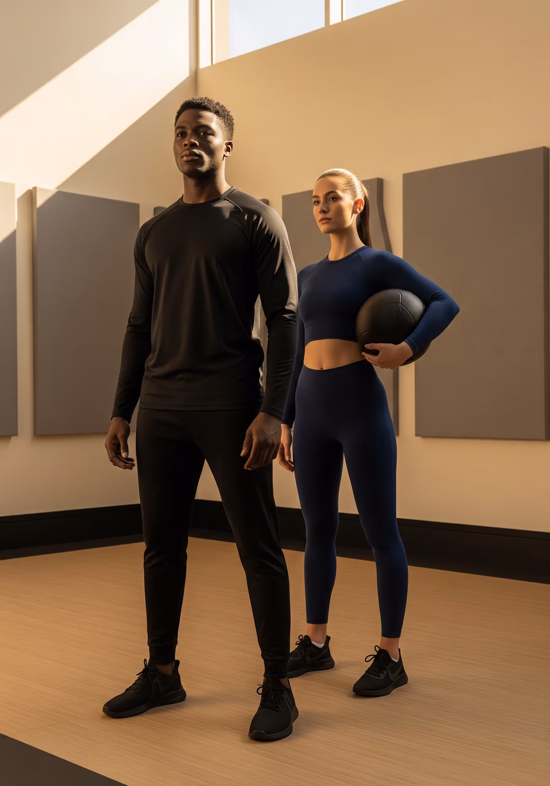 man and woman standing confidently in modern training studio, representing Paragon’s core philosophy of long-term athletic performance and whole-person regenerative care.