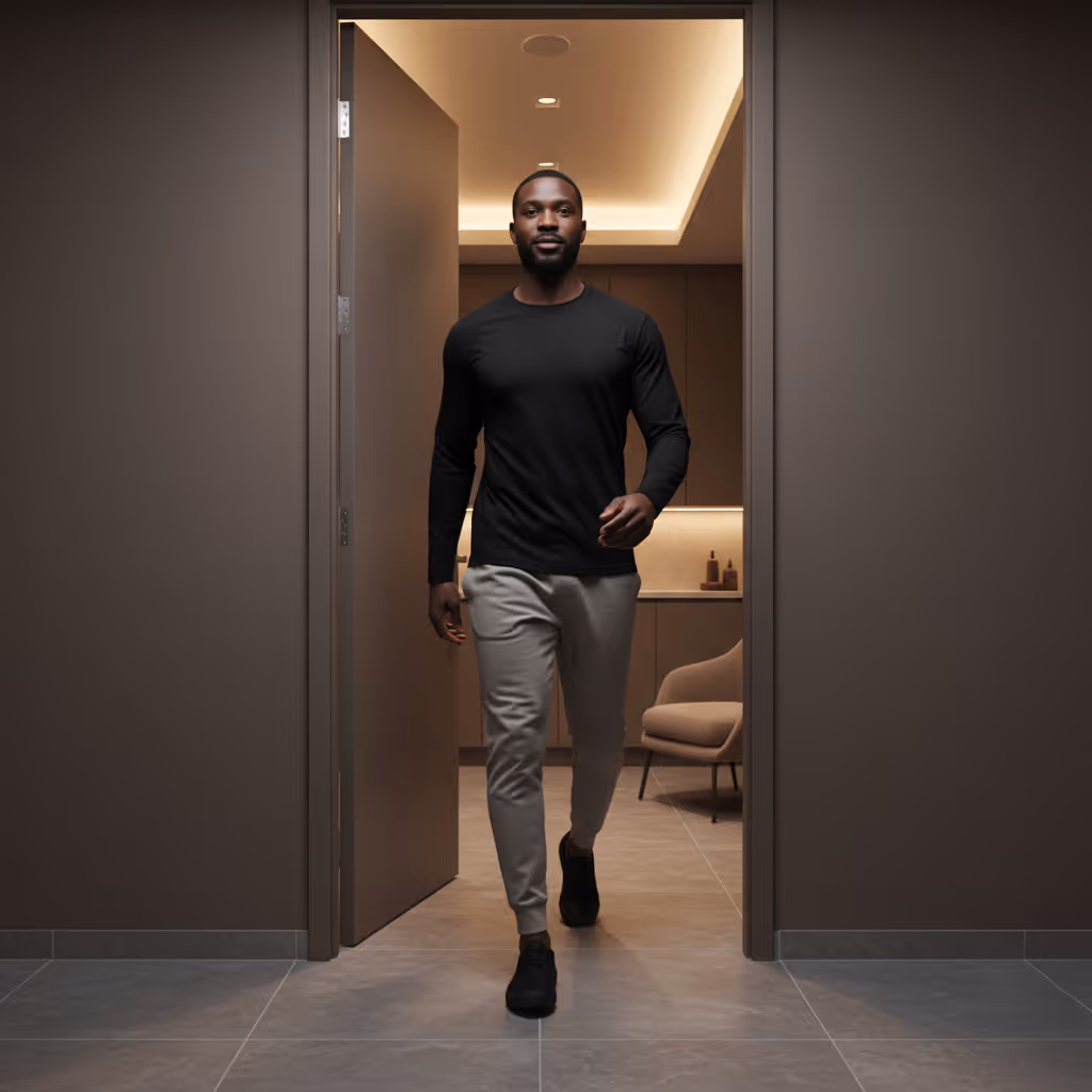 Man seated indoors with a soccer ball in natural light, representing Paragon’s musculoskeletal recovery expertise and regenerative treatment focus.