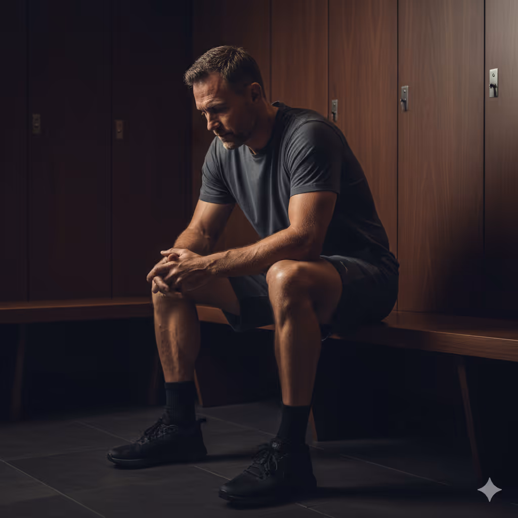 Man seated indoors with a soccer ball in natural light, representing Paragon’s musculoskeletal recovery expertise and regenerative treatment focus.