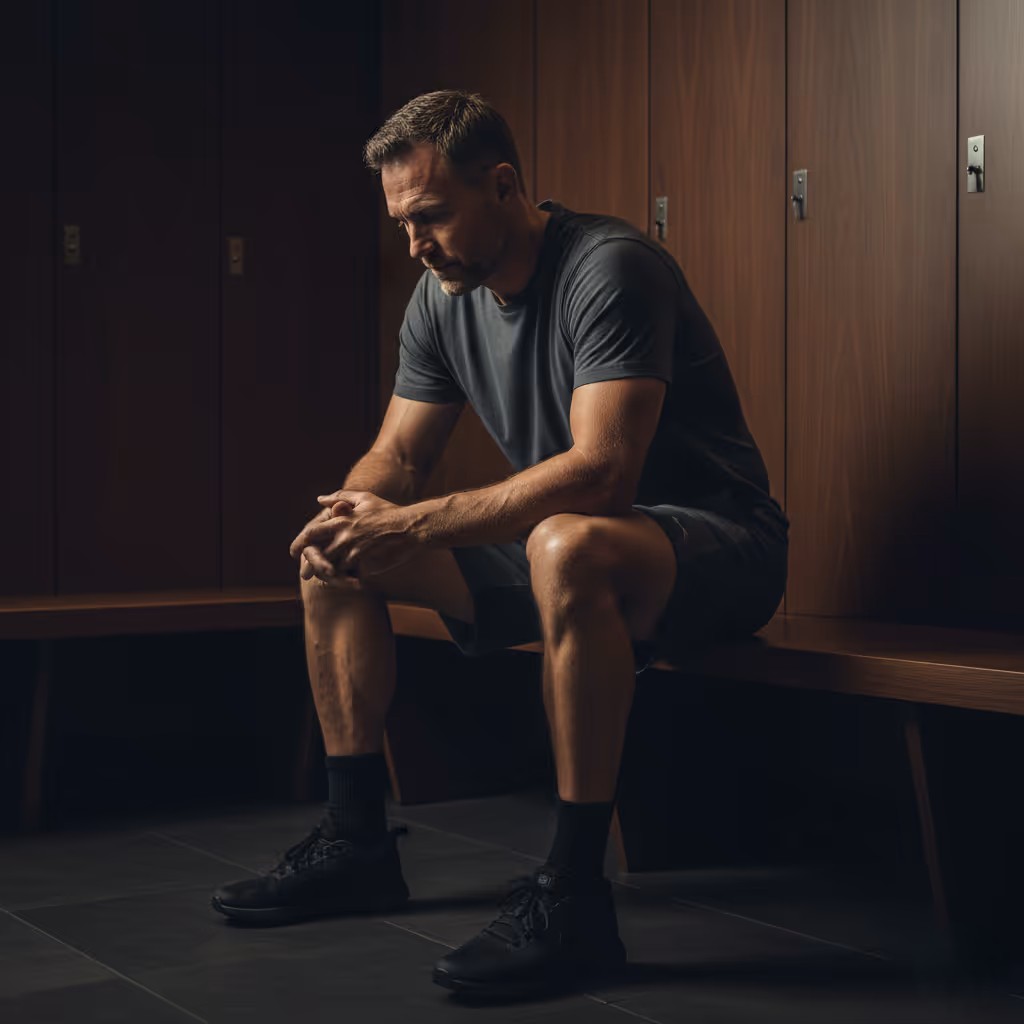 Man seated indoors with a soccer ball in natural light, representing Paragon’s musculoskeletal recovery expertise and regenerative treatment focus.