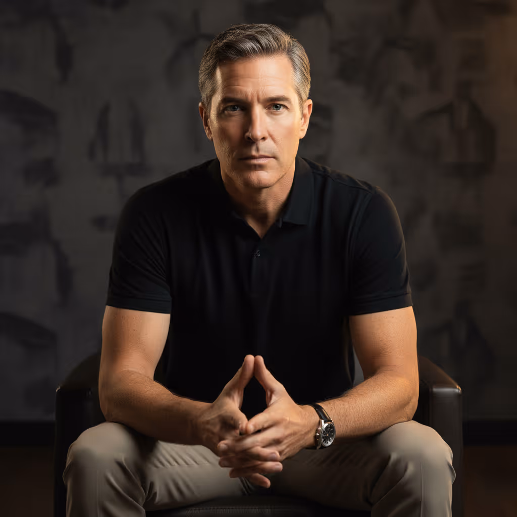 Man seated indoors with a soccer ball in natural light, representing Paragon’s musculoskeletal recovery expertise and regenerative treatment focus.