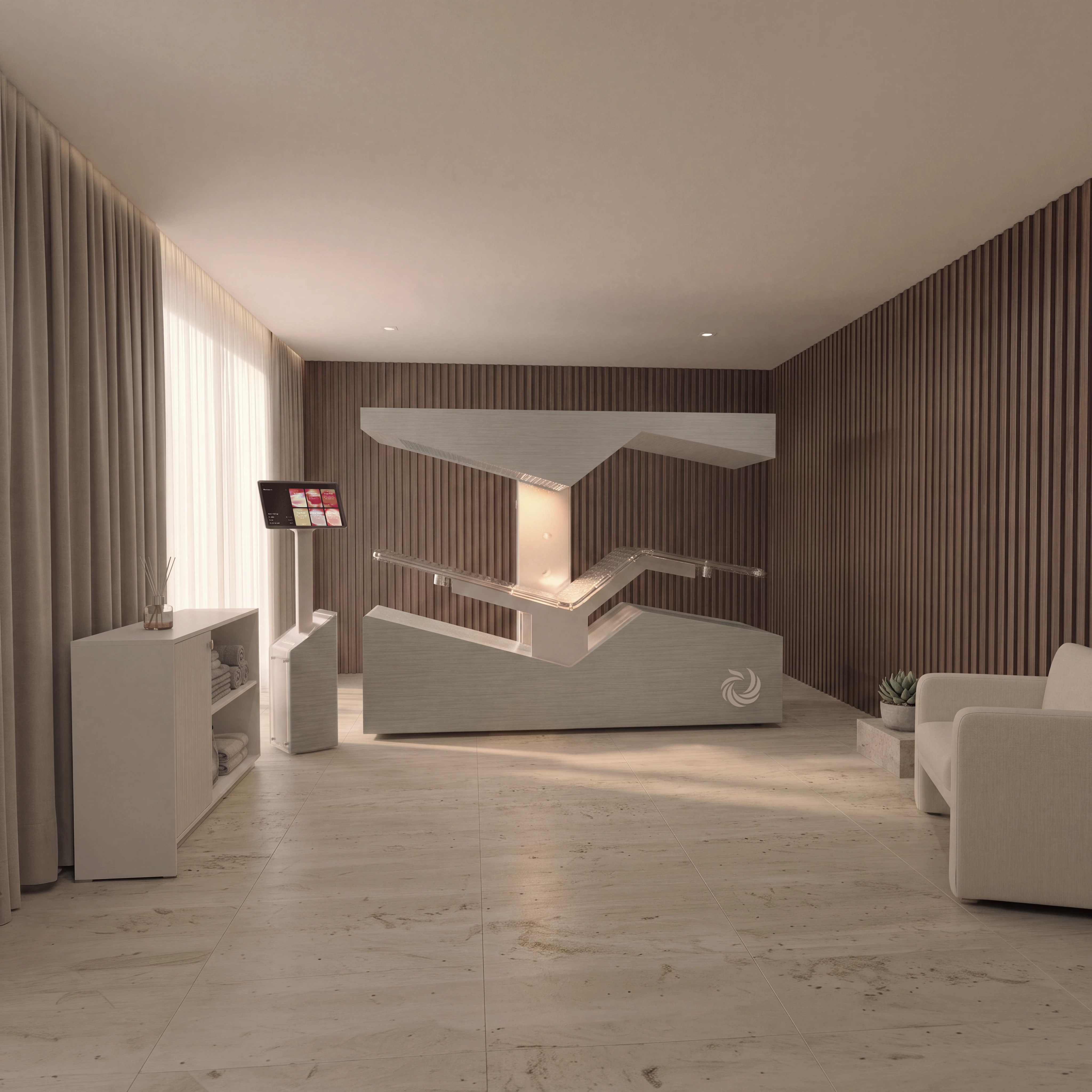 Ammortal Chamber in a bright, wood-paneled room