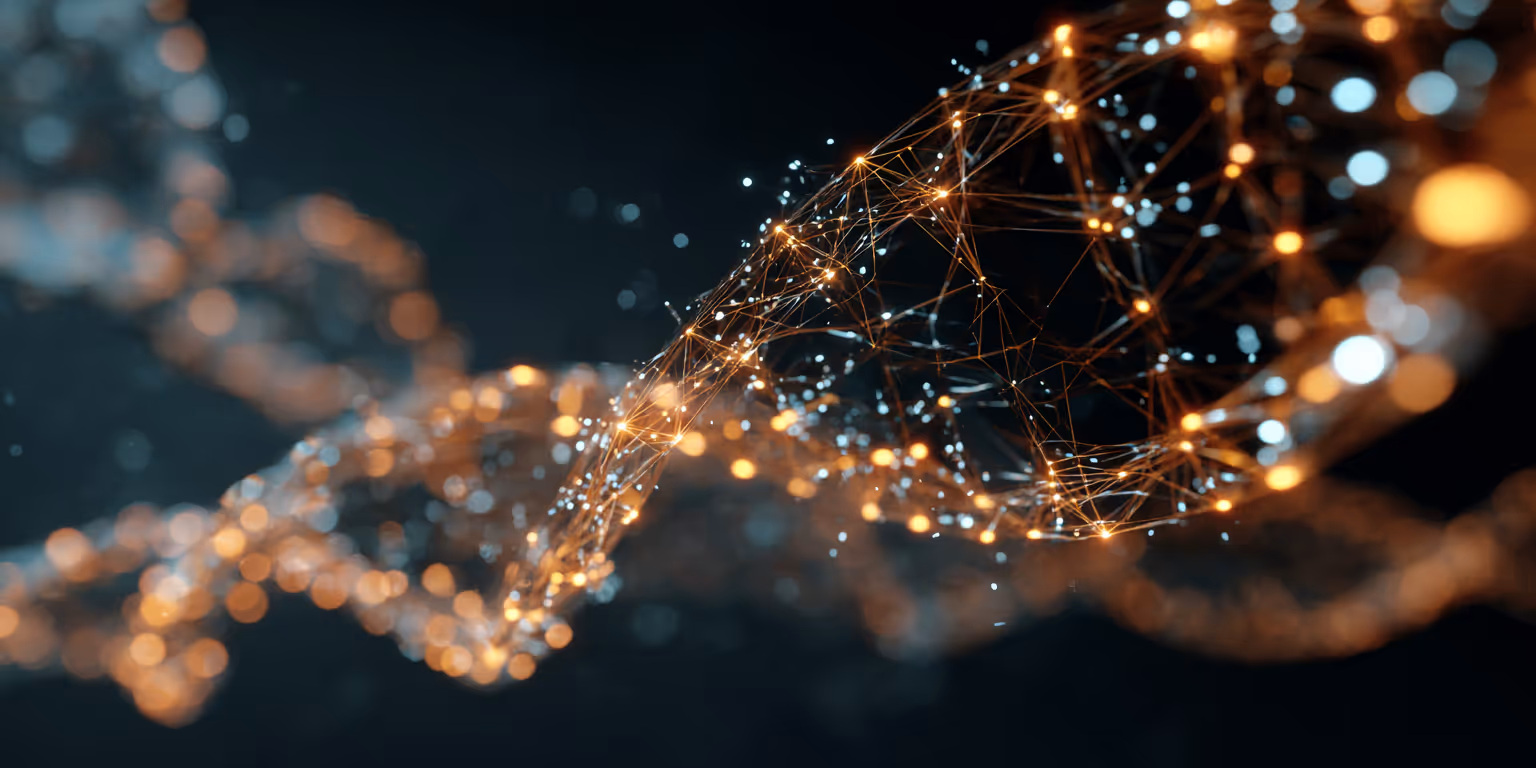 Abstract glowing peptide chains representing molecular messengers in the body.