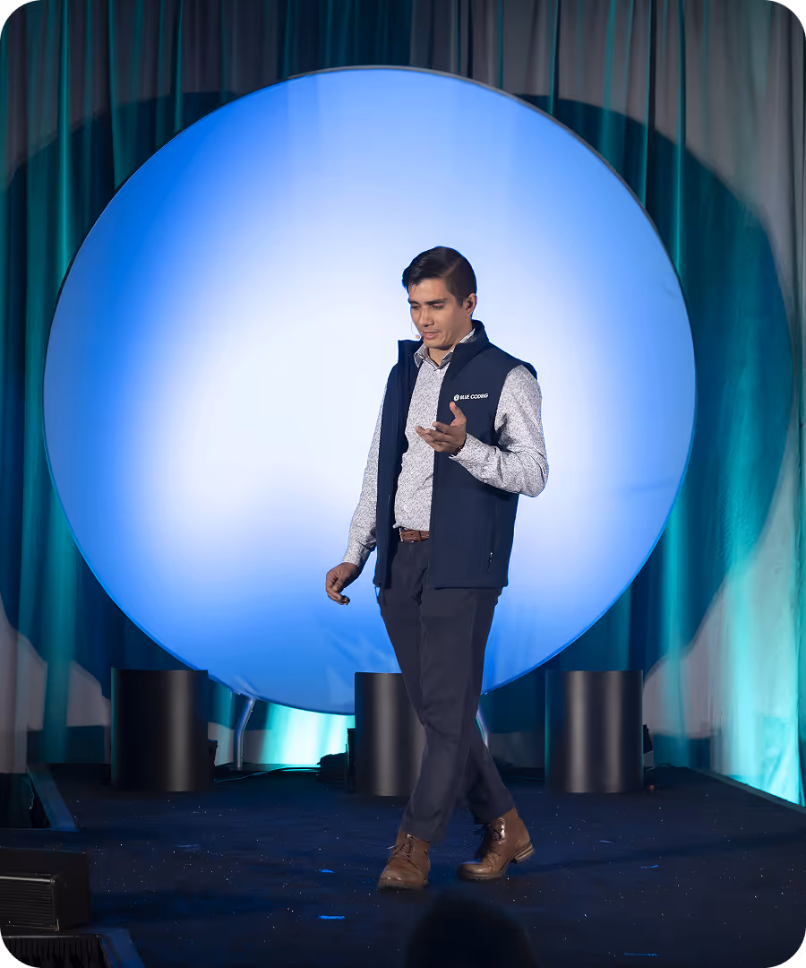 Photo showing Blue coding CEO