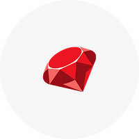 Ruby js icon with a circular white background.