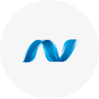 .NET software framework logo in blue gradient on white circle background.