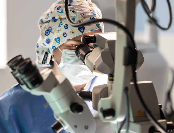 veterinary ophthalmologist performing surgery